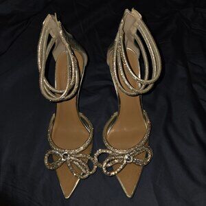 Sparkly Rhinestone Ankle-Wrap Heels